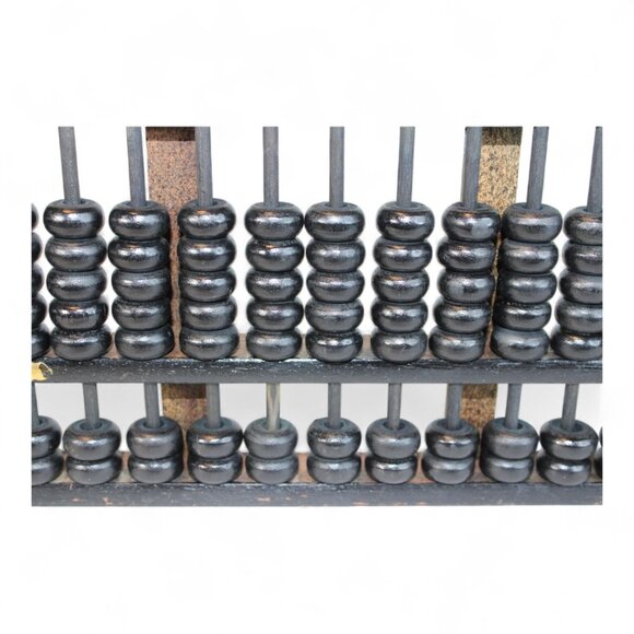 Vintage Chinese Abacus With Black Beads & Wooden Frame - Picture 5 of 5